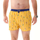 McAlson Boxershort met binnenbroek American Football yellow M5267, gele boxer met American Football print en donkerblauwe boord.