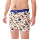 McAlson Boxershort met binnenbroek Après-ski beige M5261 met apresskiprint en donkerblauwe boord.