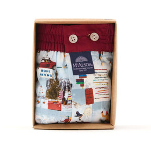 McAlson Boxershort met binnenbroek Après-ski burgundy M5260 in geschenkdoos met apresskiprint.