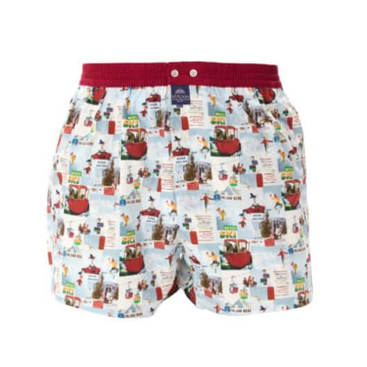 McAlson Boxershort met binnenbroek Après-ski burgundy M5260 met apresskiprint en donkerrode boord.