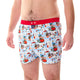 McAlson Boxershort met binnenbroek Après-ski light blue & red M5259 met skitafereelprint en rode boord.