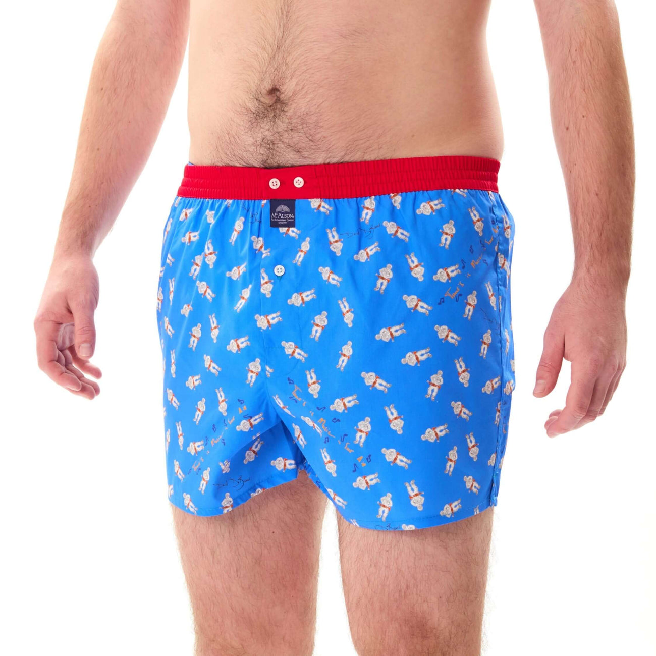 McAlson Boxershort met binnenbroek Astrojazz blue M5271 met grappige print en rode boord