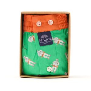 McAlson Boxershort met binnenbroek Astrojazz green M5273 in een verpakking met groene stof en oranje boord.