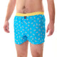 McAlson Boxershort met binnenbroek Astrojazz turquoise M5272, lichtblauwe wijde boxer met leuke print en gele boord.