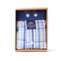 McAlson boxershort in cadeauverpakking, blauw met ruitjesprint en donkerblauwe boord, stijlvol en comfortabel.