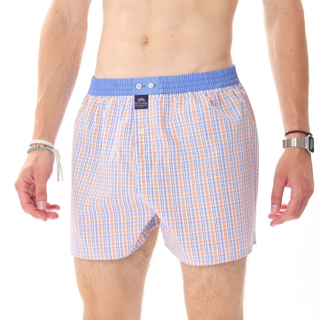 Blauw oranje ruitjes boxershort met binnenbroek voor stijl en comfort