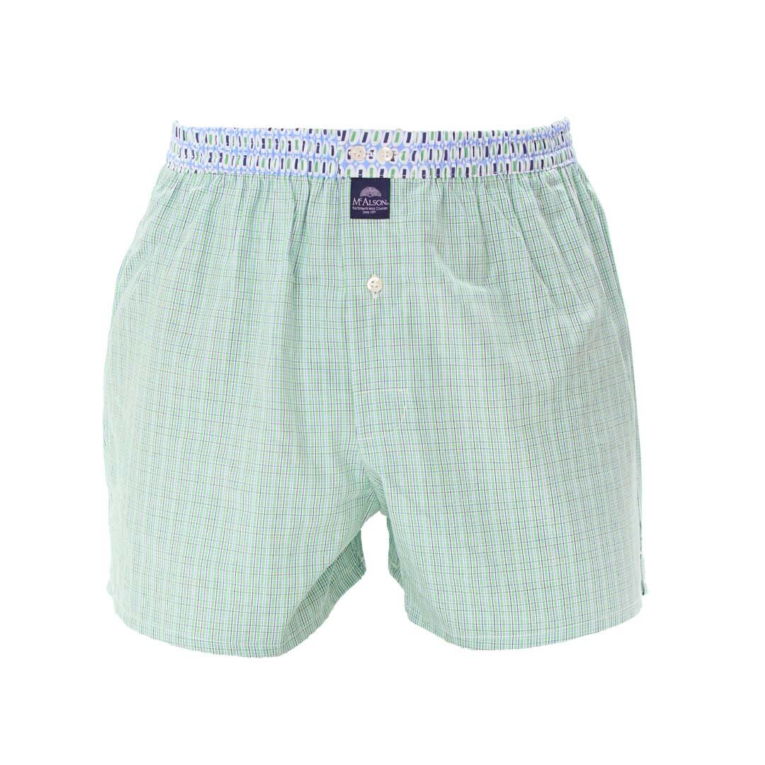 Mc Alson Boxershort met binnenbroek Checkered Green M5369 groen met leuke print en comfortabele pasvorm.