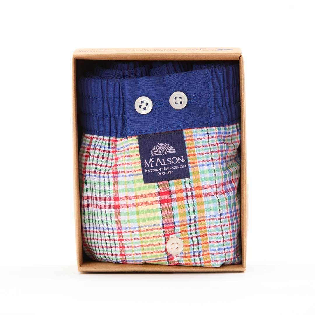 Mc Alson Boxershort met binnenbroek Checkered Multicolour M5329 multicolor in verpakking met geplooide tailleband.