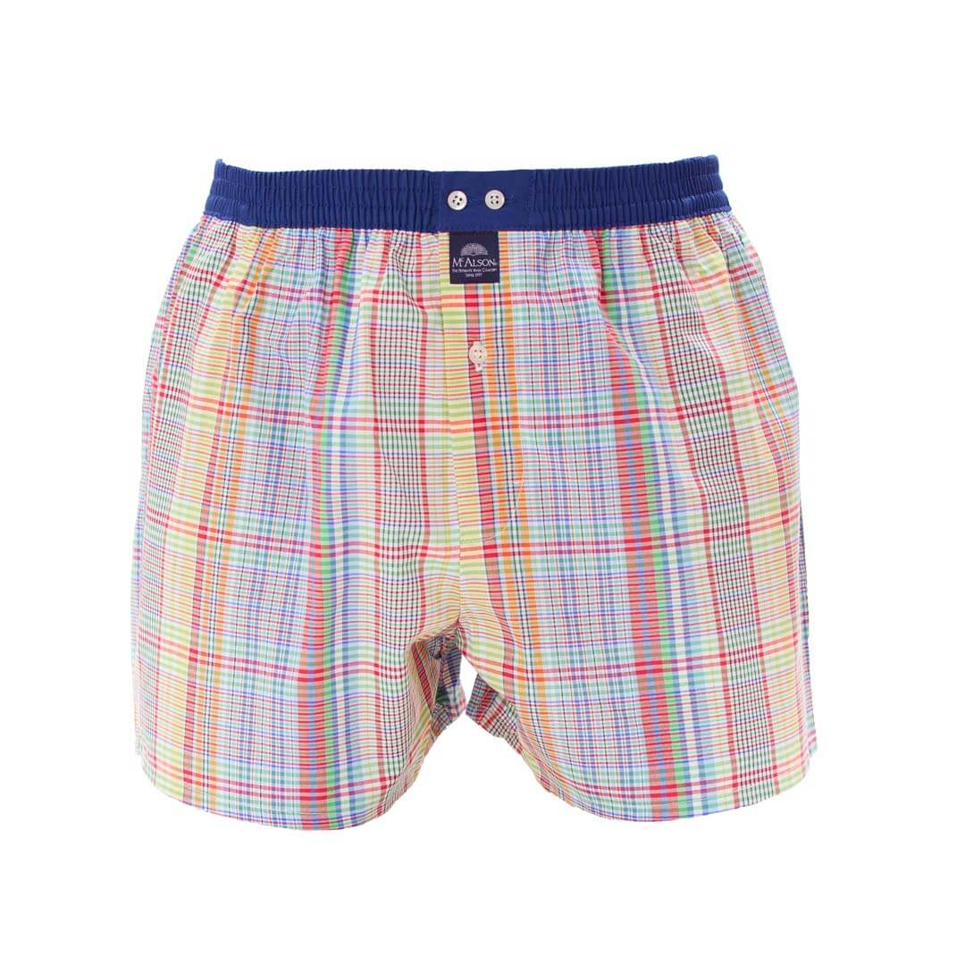 Mc Alson Boxershort met binnenbroek Checkered Multicolour M5329 multicolor - kleurrijke ruitjes boxershort met blauwe boord