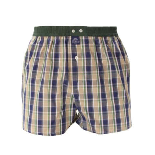 McAlson boxershort in ruitjesprint met donkergroene boord, stijlvol en comfortabel.