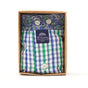 McAlson boxershort in een geschenkdoos met ruitjesprint en paisley boord in groen en blauw.