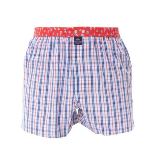 McAlson boxershort met ruitjesprint in lichtblauw, navy en rood voor comfort en stijl.