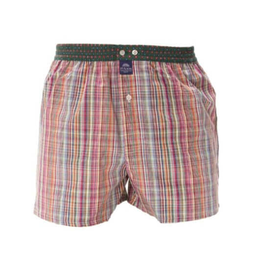 McAlson boxershort met ruitjesprint in multicolour met groene boord en stipjes voor stijl en comfort.