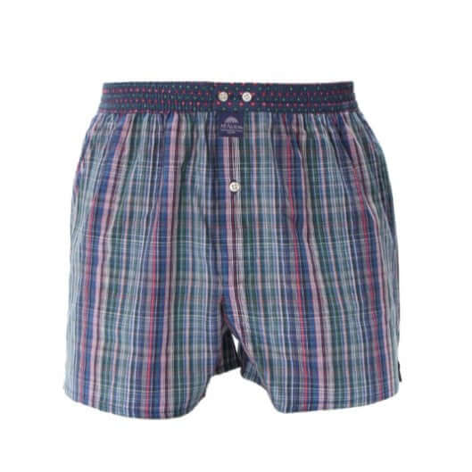 McAlson boxershort met ruitjesprint in blauw en groen met stippenband, comfortabele pasvorm