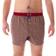 McAlson boxershort in blauw, geel, en bordeaux ruitjes met donkerrode boord voor comfort en stijl.