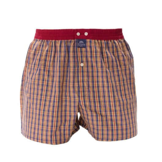 McAlson boxershort met ruitjes in navy, geel en bordeaux met een comfortabele pasvorm en inside support.