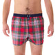 McAlson boxershort met ruitjesprint in groen, blauw en rood, met donkerblauwe boord voor stijl en comfort.