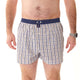 McAlson boxershort met ruitjesprint in blauw en khaki, met comfortabel intern steunsysteem.