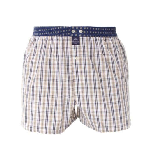 McAlson boxershort in ruitjesprint in blauw en khaki, met comfortabele boord en inside support.