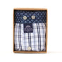 McAlson boxershort met ruitjes in navy en lichtblauw, verpakt in een elegante doos.