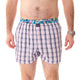 Roze boxershort met blokjesprint en gekleurde boord, ideaal voor stijl en comfort.