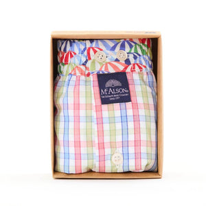 Mc Alson Boxershort met binnenbroek Checkered red, green & blue M5310 blauw in cadeauverpakking met ruitjesprint.