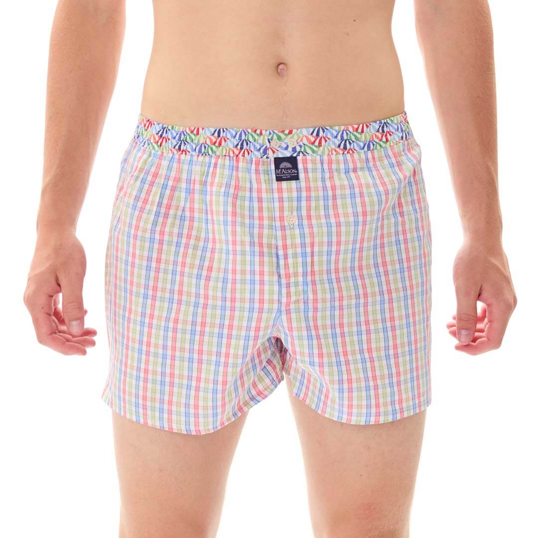 Mc Alson Boxershort met binnenbroek Checkered red, green & blue M5310 blauw voor heren in ruitjesprint