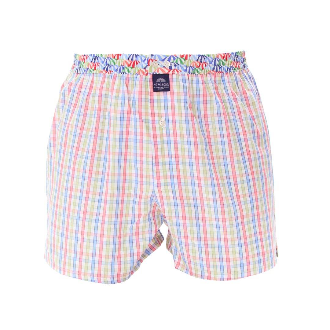 Mc Alson Boxershort met binnenbroek Checkered red, green & blue M5310 blauw, kleurrijke ruitjes print en comfortabele pasvorm.