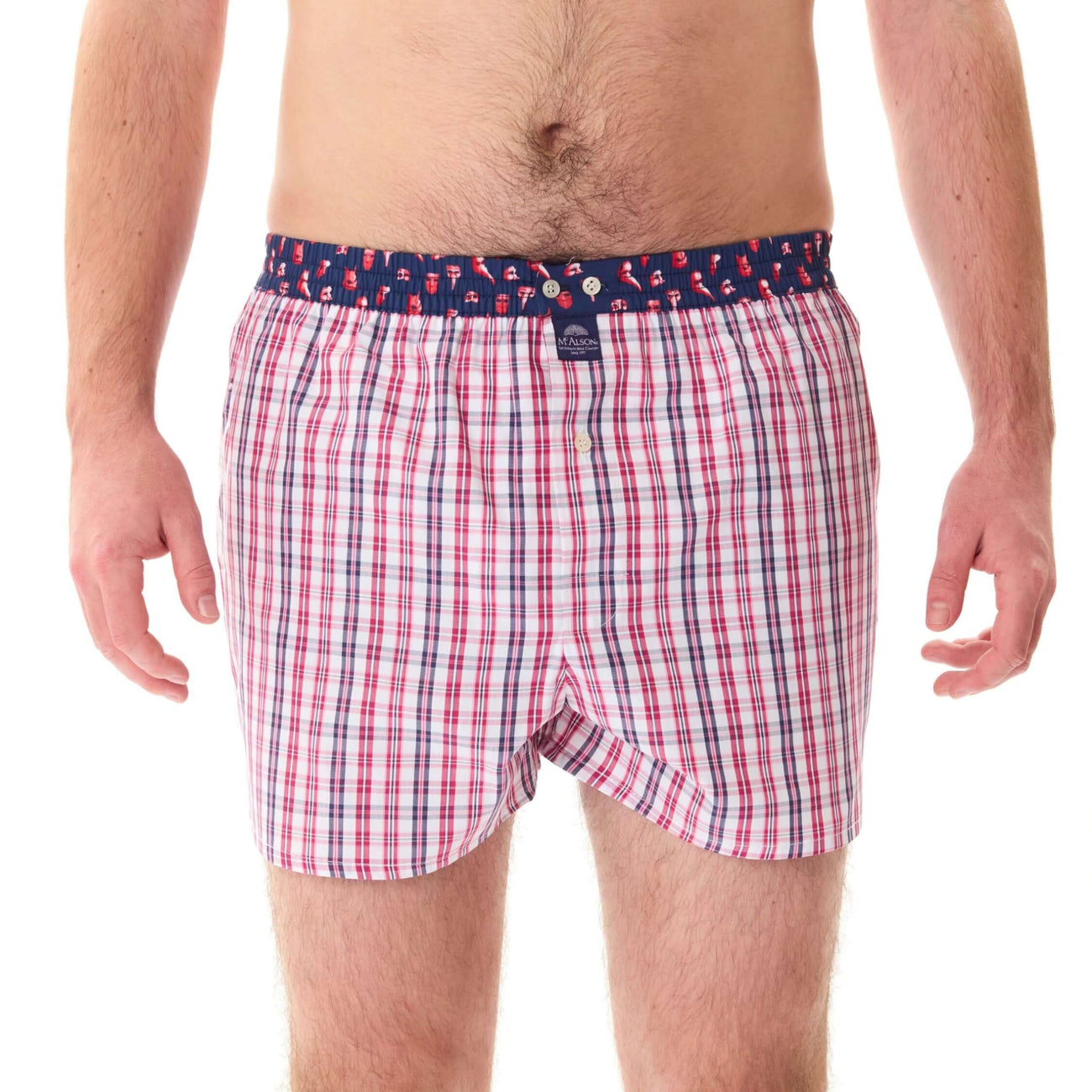 McAlson boxershort met checkered print in rood en navy, met comfortabele fit en stijlvol ontwerp.