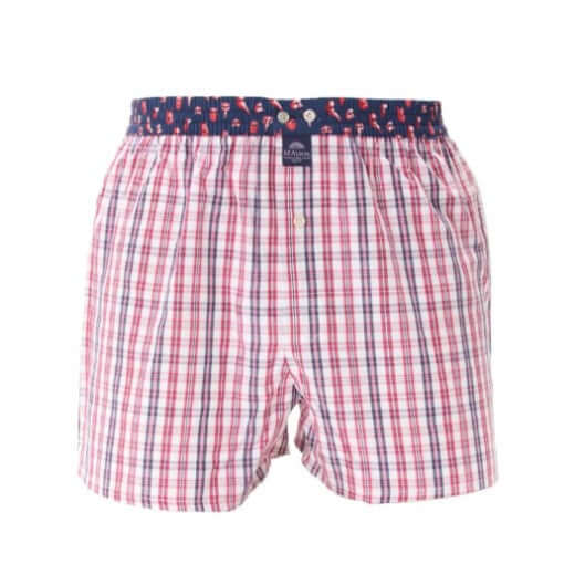 Rode en navy boxershort met checkered patroon van McAlson, voorzien van comfortabele inside support en stijlvol design.