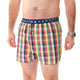 McAlson boxershort met ruitjesprint in rood, geel en marineblauw met binnenbroek en sushiprint.