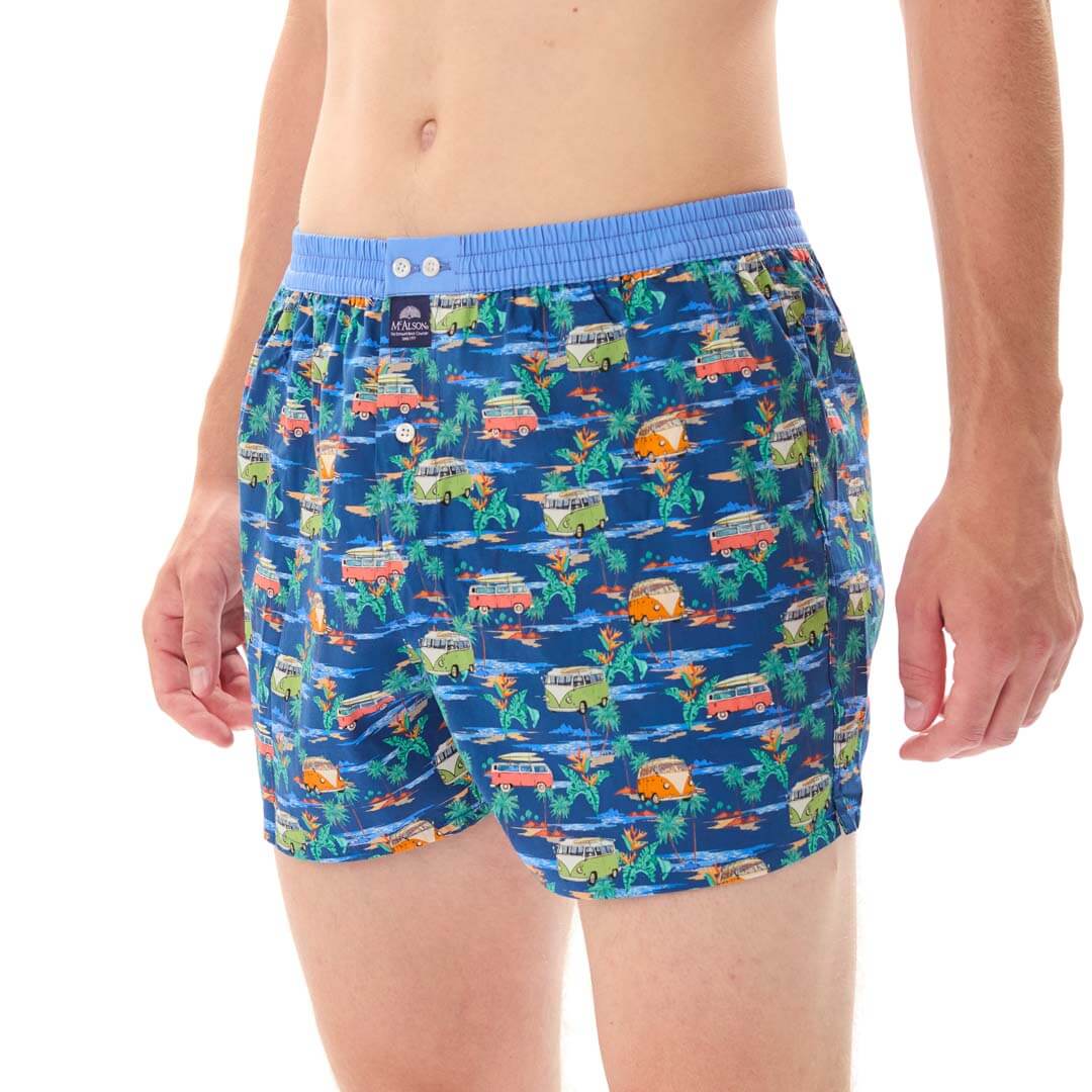 Mc Alson Boxershort met binnenbroek Coastal Camper navy M5339 marine met kleurrijke camperprint in blauw