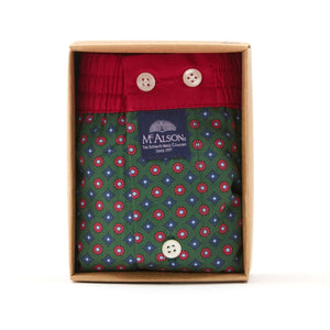 McAlson Boxershort met binnenbroek Diamonds green M5247 in verpakking met rode boord en diamantprint.
