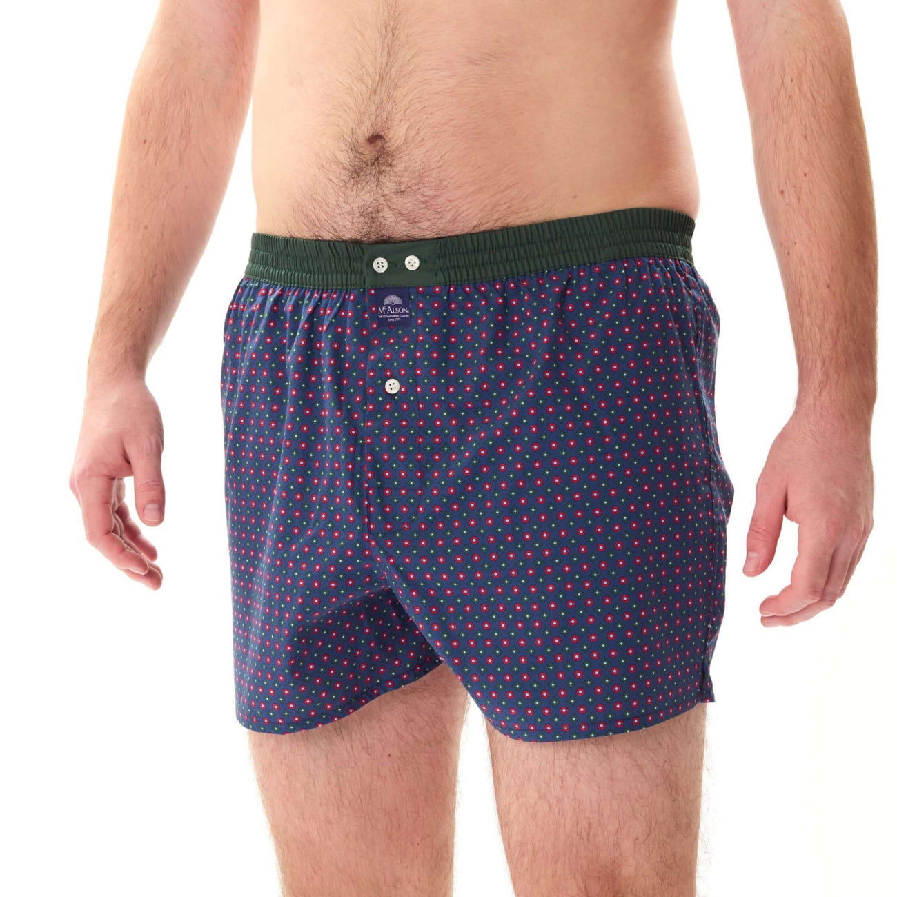 McAlson Boxershort met binnenbroek Diamonds navy, green & red M5248 in gemakkelijke pasvorm