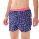 Mc Alson Boxershort met binnenbroek Flower Power Navy M5355 marine met bloemenprint en roze boord.