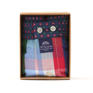McAlson boxershort in geschenkdoos met kleurrijke gingham print in blauw, rood en groen.