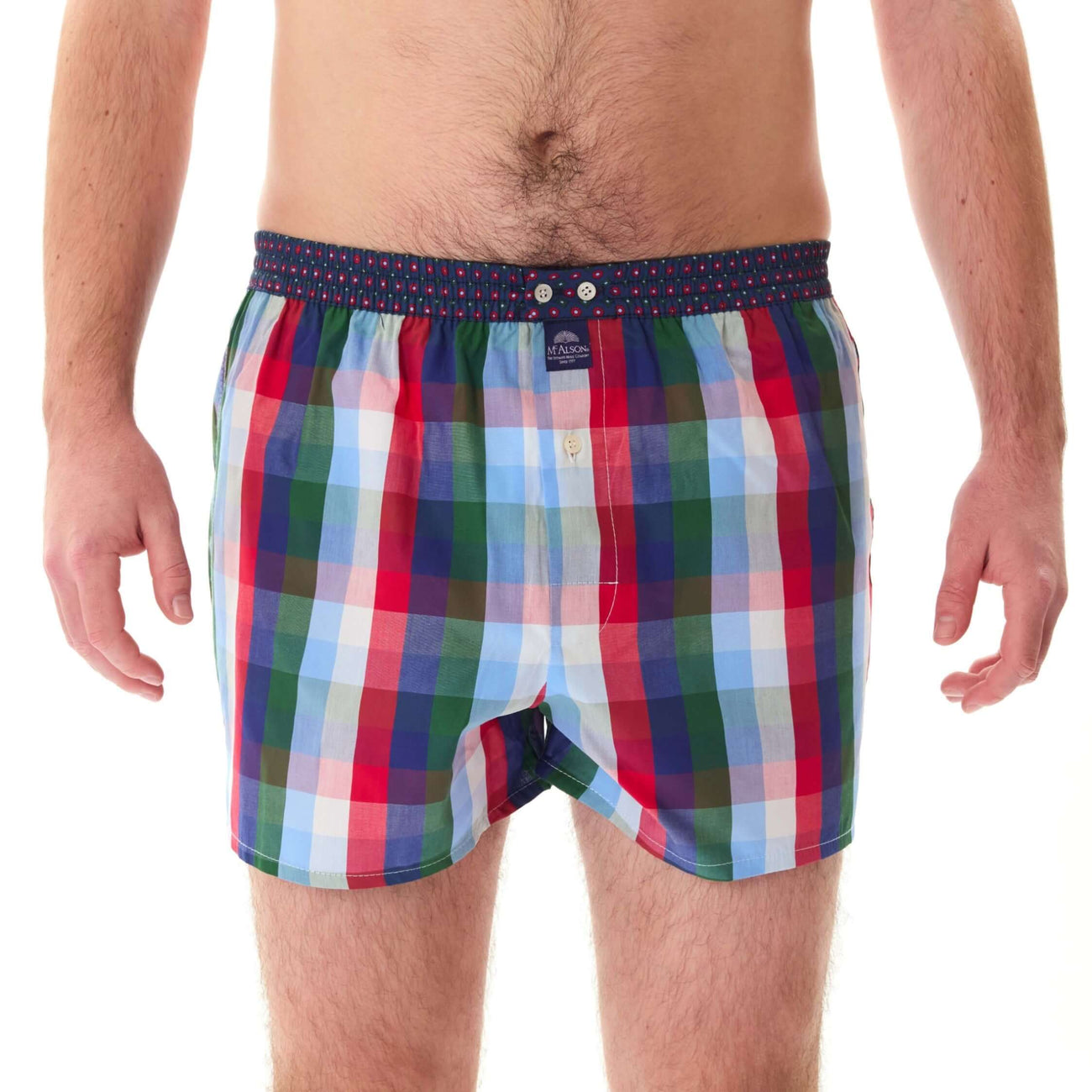 McAlson boxershort met binnenbroek in Gingham stijl, blauw, rood en groen, comfortabele pasvorm met inside support.
