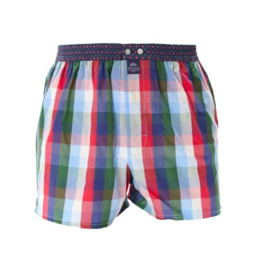 McAlson boxershort met gekleurde gingham print in blauw, rood en groen voor stijl en comfort.