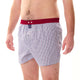 McAlsonBoxershort in blauw met streepjessprint en bordeaux boord, voor stijl en comfort in de herenmode.
