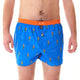McAlson Boxershort met binnenbroek King's Guard blue M5269 voor heren in lichtblauw met oranje boord en print.