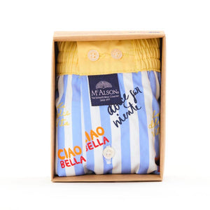 Mc Alson Boxershort met binnenbroek La Dolce Vita Light Blue M5352 blauw verpakking met Italiaanse print