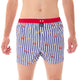 Mc Alson Boxershort met binnenbroek La Dolce Vita Navy M5351 marine, gestreept met Italiaanse print en rode boord.
