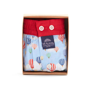 Mc Alson boxershort met luchtballonnenprint in cadeauverpakking, met onzichtbaar intern steunsysteem voor optimale pasvorm.