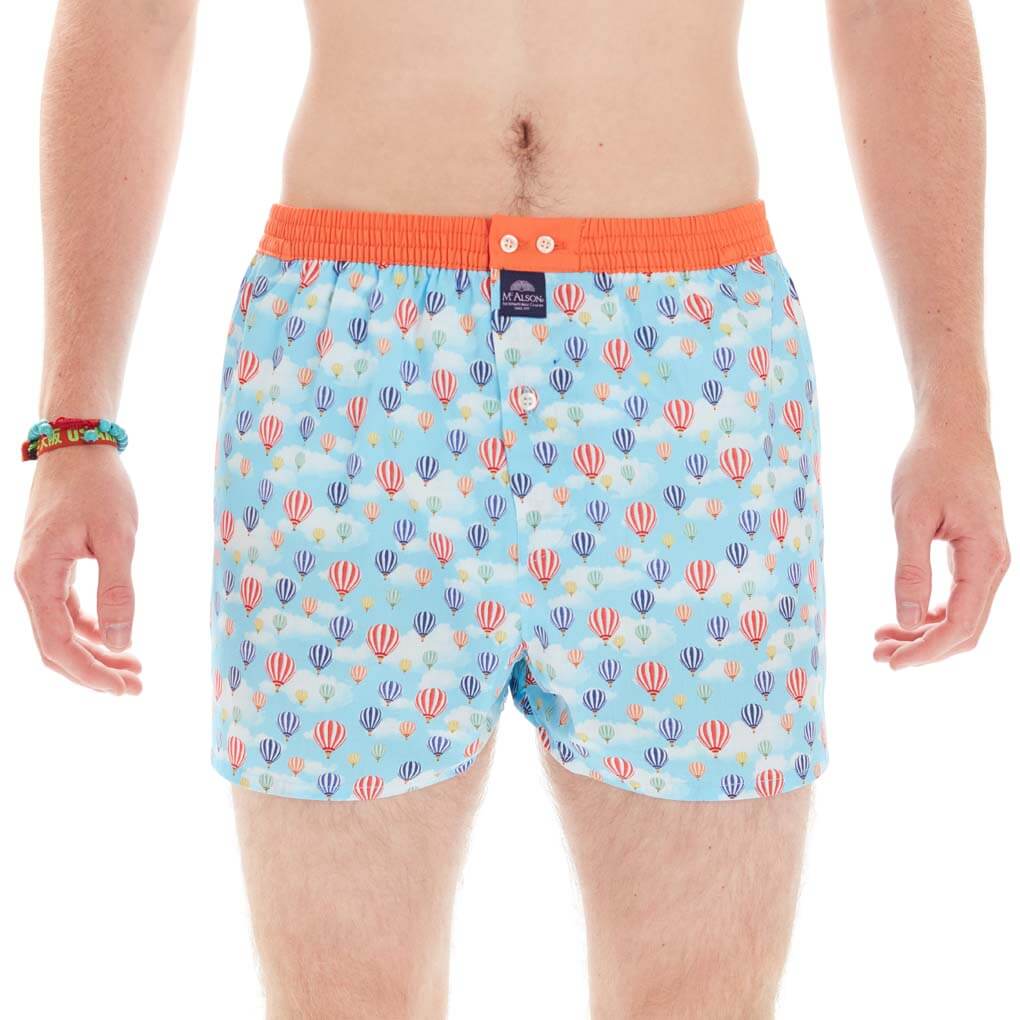 Mc Alson boxershort M4937 met luchtballonnen op blauwe achtergrond en comfortabele pasvorm.