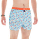 Mc Alson boxershort met luchtballonnen op blauwe achtergrond en oranje tailleband.
