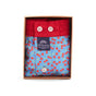 Mc Alson boxershort met kersenprint in verpakking, blauwe ondergrond met rode elastische tailleband.