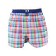 Mc Alson Boxershort met binnenbroek Madras Green, Red & Blue M5331 blauw met kleurrijke ruitjespatroon en blauwe tailleband.