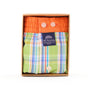 Mc Alson Boxershort met binnenbroek Madras Green multi M5328 groen in verpakking met ruitjesprint en oranje boord.