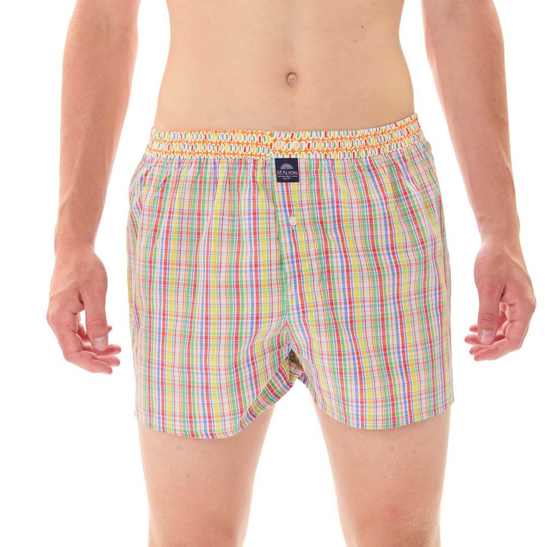 Mc Alson Boxershort met binnenbroek Madras Multicolour M5322 multicolor, geruit met gekleurde boord en inside support.