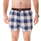 McAlson boxershort met ruitjesprint in blauw, wit en bruin, comfortabele pasvorm met donkerbruine boord.
